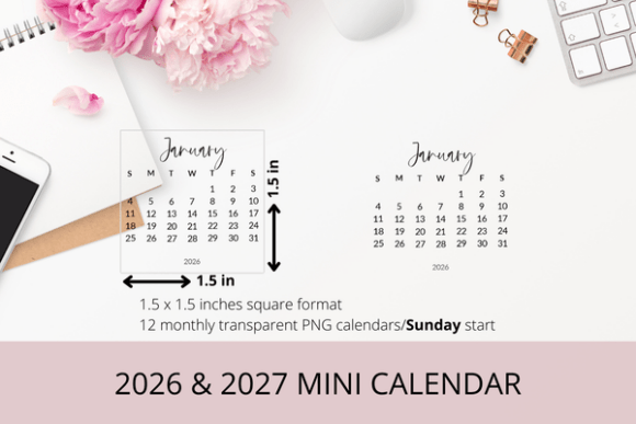 2026 2027 Monthly Mini PNG Calendar: A Guide to Digital Planning Versatility