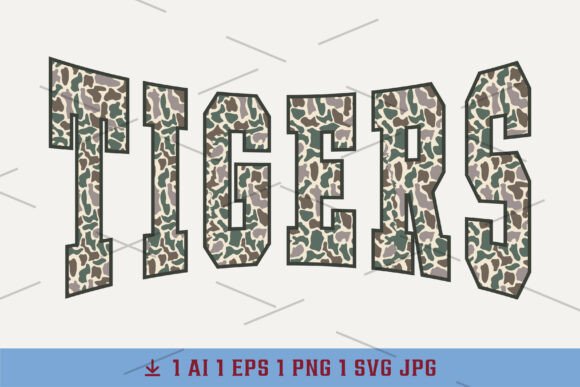 Camouflage School Mascot PNG: Camo Tigers Design