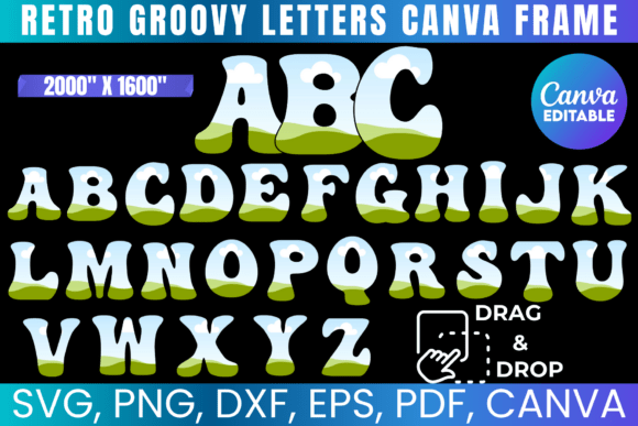 Revitalizing Modern Design with Retro Groovy Letters Canva Frame Assets