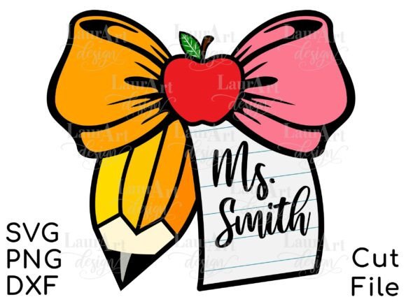 Teacher Bow Pencil Bow Back to School Digital Design